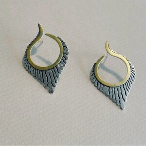 Handcrafted Two-Tone Silver & Gold Statement Drop Earrings